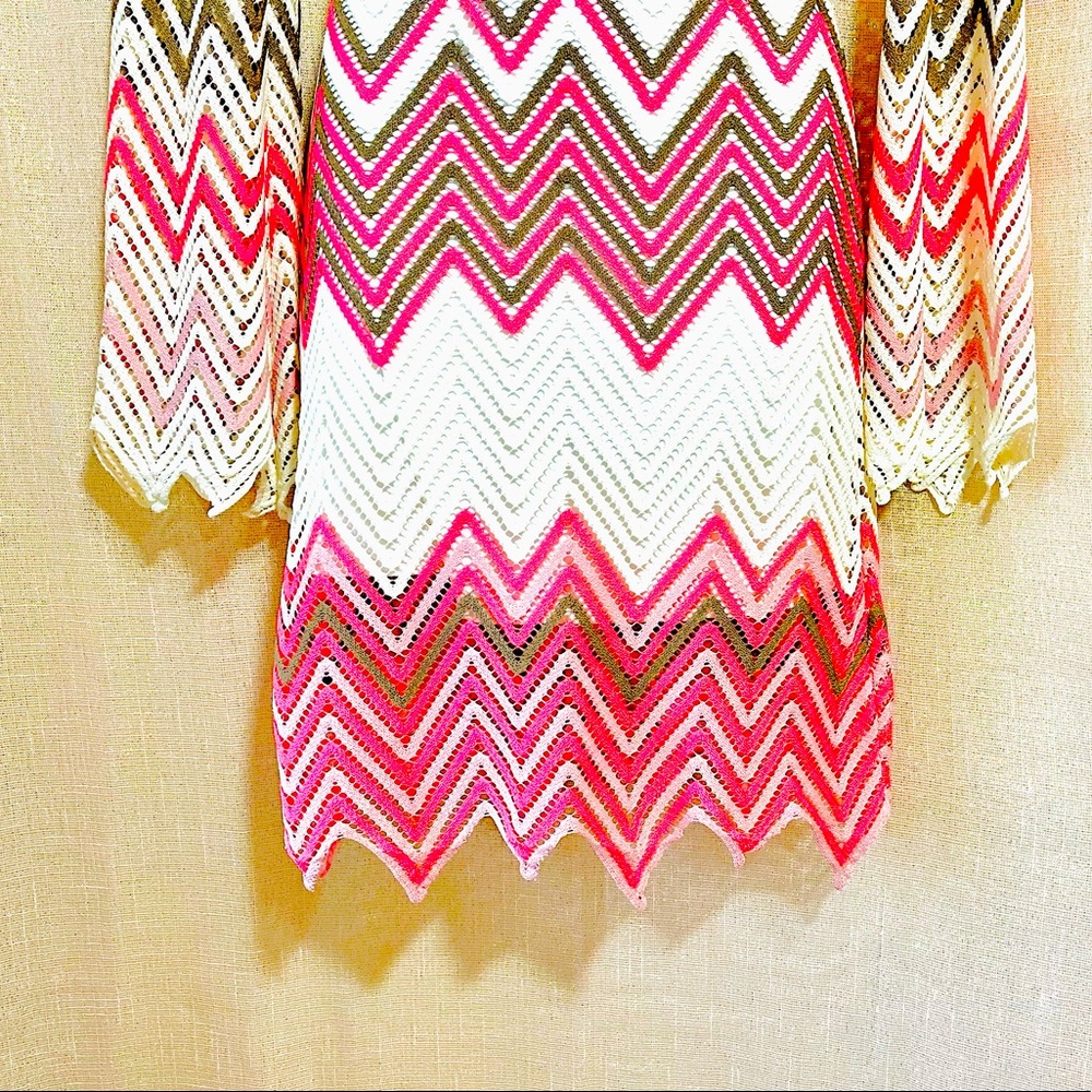 Pookie & Sebastian Chevron Lace Bell Sleeve Dress | Boho Chic | Size Small - Picture 5 of 7